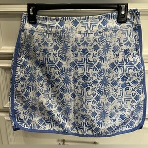 Vineyard Vines Performance Blue White Floral Leaf Pattern Golf Skort Zip Up Sz 2
